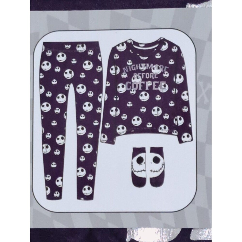 Nightmare Before Christmas Women's Plum Purple Jack Skull Face Pajama Set 3X - Picture 7 of 7